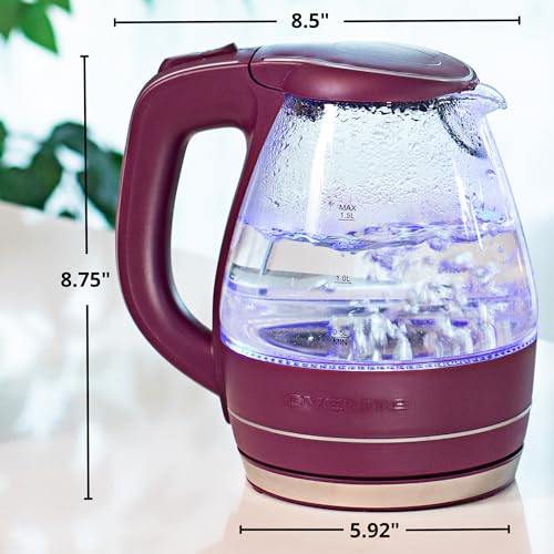 image for OVENTE Electric Kettle, 1.5L Borosilicate Glass Countertop Water Heate