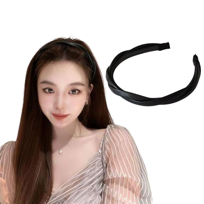 Amazon.co.jp: カチューシャ フェイクレザー ヘアバンド クロス ねじり