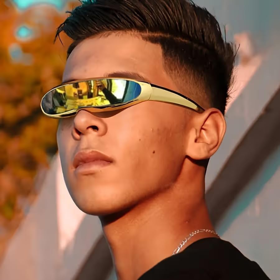 KFPH Futuristic Narrow Sunglasses Robot Space Rave Futuristic Glasses Personality Cosplay Cyclops Cool Glasses - Image 3
