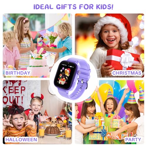 Image of OKYUK Kids Smart Watch Gift for Girls Age 5-12, 4G Kids Watch 47 Games, HD Touch Screen Two-Way Calling Feature, School Settings, SOS, Birthday Gift for Boys and Girls Ages 7 8 9 10 (Purple)
