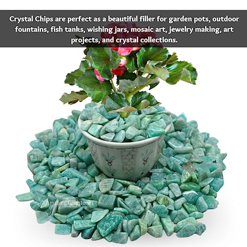 Image of Amazing Gemstone Amazonite 1 lb Bulk AAA+ Gemstone Tumbled Chips Mini Crystal Beads, Undrilled No Holes Wiccan Healing Stones for Home Garden Decor Vases Plants Succulents Cactus Jewelry&Art Project