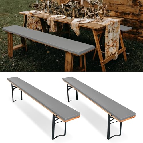 2er-Pack bierzeltgarnitur auflage, Bierbankauflage gepolstert für Bierzeltgarnitur 220x25x3cm bierbank auflagen, XL Waschbare auflagen...