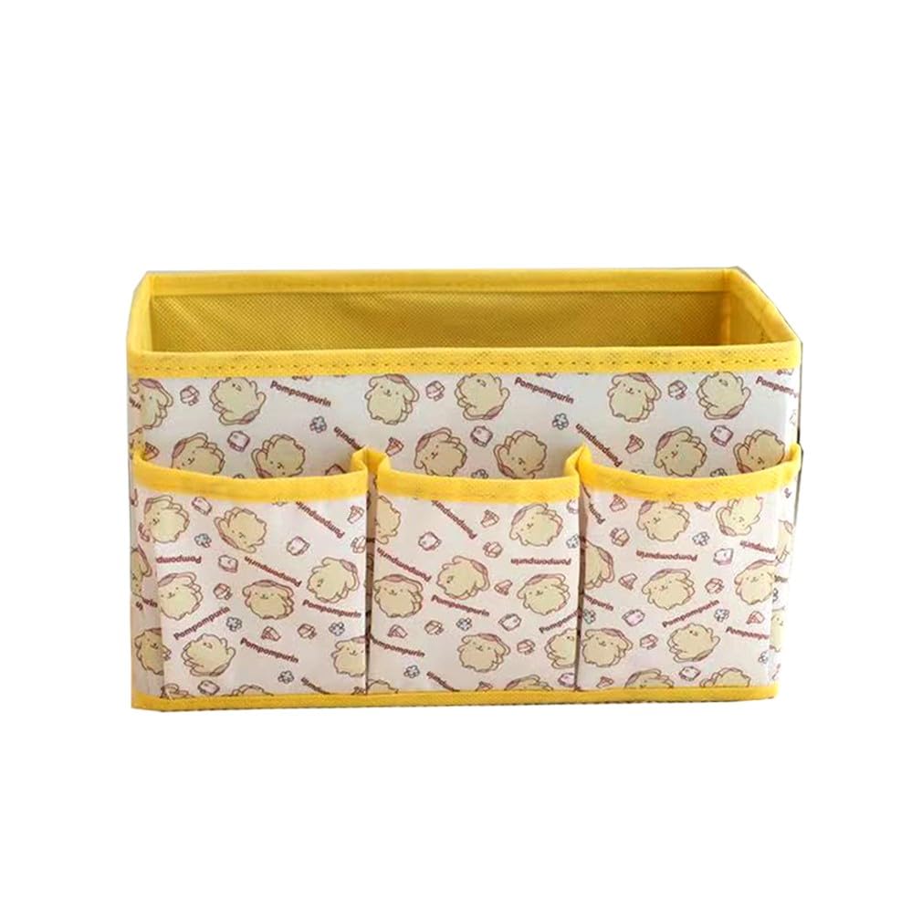 RoffatideRoffatide Pom Pom Purin Cute Collapsible Storage Bin Foldable Desk Storage Box Nylon Makeup Organizer Practical Desk Caddy for Office Home B
