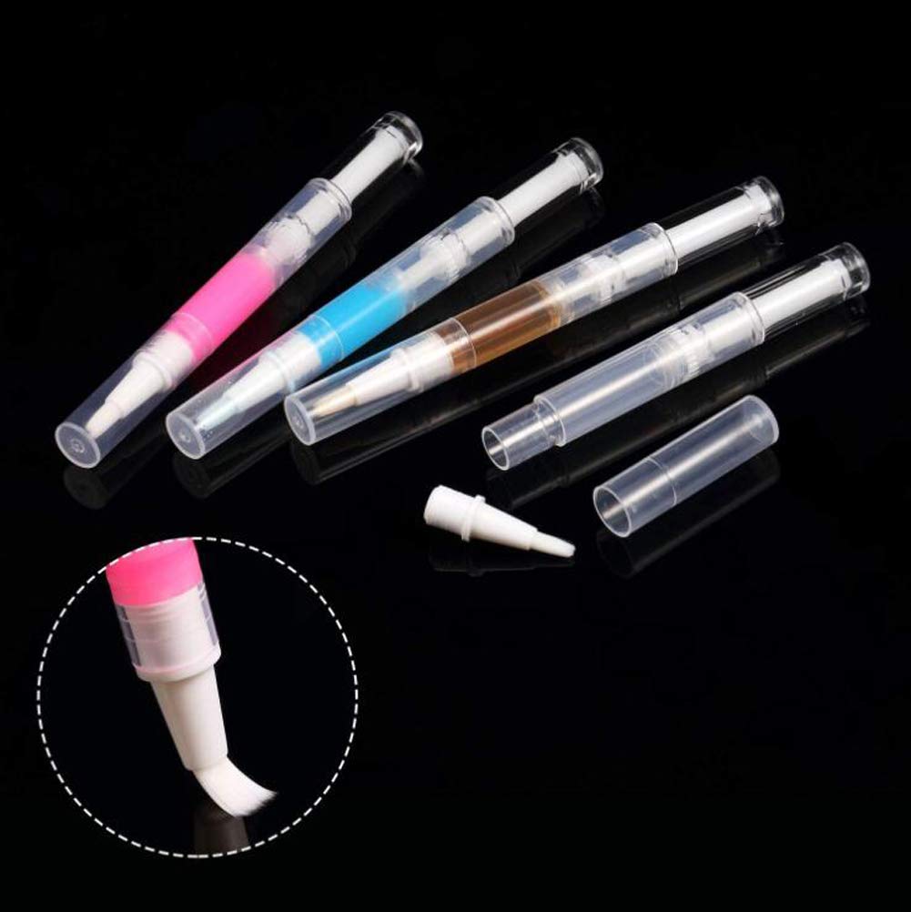 5 Bolígrafos 3ml Bolígrafos Vacíos De Aceite De Uñas Con Punta De Pincel,Lápiz Giratorio De Tubo De Brillo De Labios,Se Utilizar Para Rellenar Brillo De Labios, Esmalte De Uñas Etc