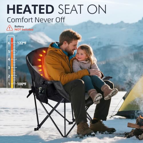 Image of Heated Oversized Camping Chair - Heavy Duty Padded Comfy Warm Outdoor Chair