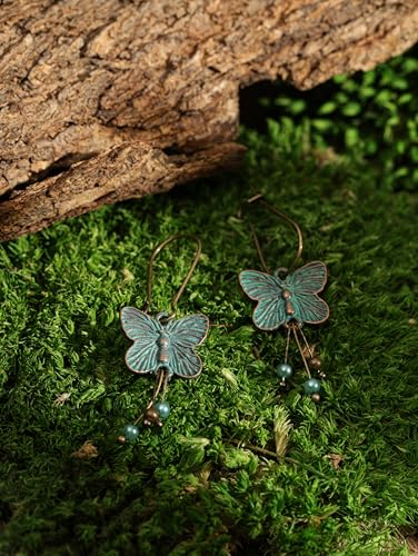 MINACHI Vintage Ethnic Bohemian Retro Antique Turquoise Color Theme Dangle Drop Earrings, Boho Jewelry Gift for Women3