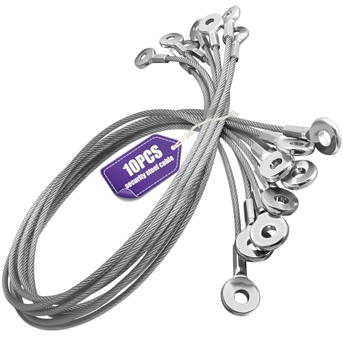 NAZOU 10Pack Security Cable with Loops 1/8IN Anti-Shedding Cable Lock for Tool Lanyard Travel Luggage Bike Steel Wire Lock Cable