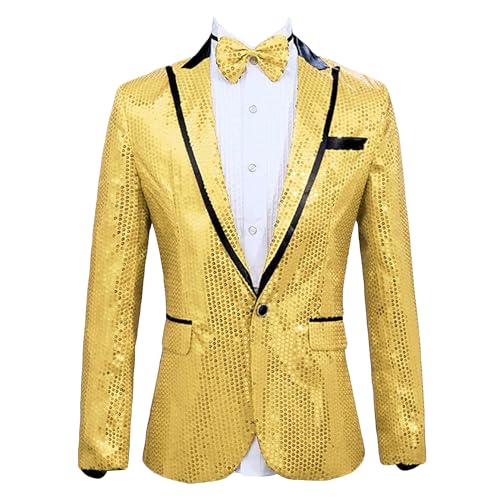 Sequin Blazer for Mens Prom Wedding Party Fashion Shiny Sequins Tuxedo One Button Peak Lapel Suit Jacket