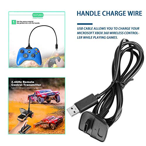 OKAYO Super Long Charging Cable USB Charger Rechargeable Battery Pack Cable Cord Suitable for Xbox for 360 Controller Black