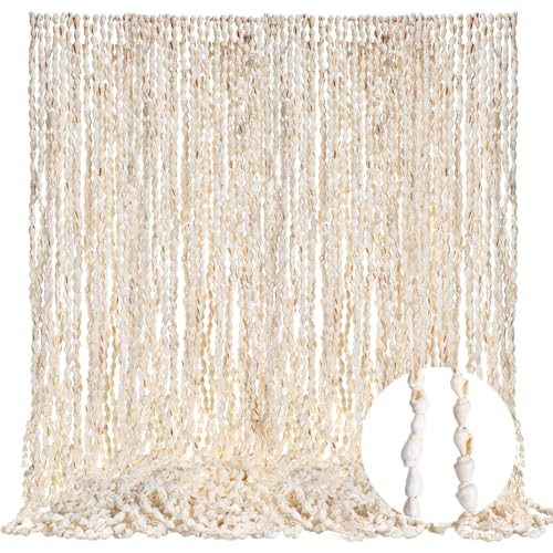 Misdary Hawaiian Shell Leis Bulk Seashell Leis Luau Tahitian Dove White Shell Necklace Natural Long Cowrie Seashell Necklace Summer Beach Party Apparel Jewelry Accessories for Women Men