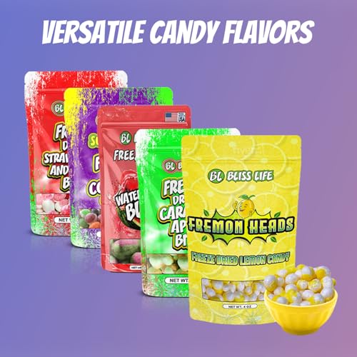 Bliss Life Freeze Dried Super Sour Colorful Candy, Crunchy Sweet, For Parties, Classroom, Office, Goodie Bags, Snack for Kids, (3oz)