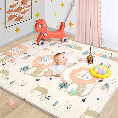 Image of Baby Playmat for Crawling,0.6in Thick Extra Large Foldable Play Mat for Baby, Waterproof Non Toxic Anti-Slip Reversible Foam Playmat for Toddlers Kids(79 * 71 * 0.4)