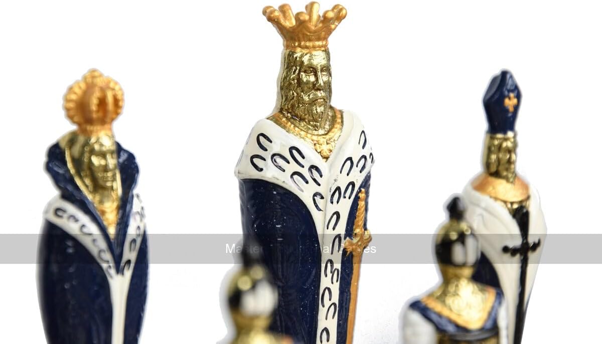 Renaissance Hand-Painted Metal Chess Pieces (5.5-inch King)