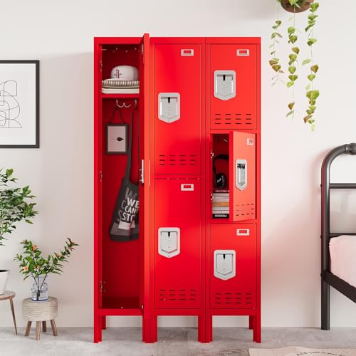 Image of BUTISOW Metal Lockers - 66 inch Height Steel Lockers for Employees with 2 Door Storage Locker with Card Slot for Employees Gym School Home Office Garage - Assembly Required