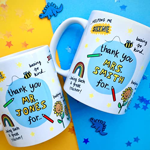 Image of DAYS Teacher's Personalized Mug - Custom Teacher's Name Best Teacher's Gift, Teacher's on Birthday Cup Helping Me to Grow Set of Two Mug Ceramic Mug 11oz