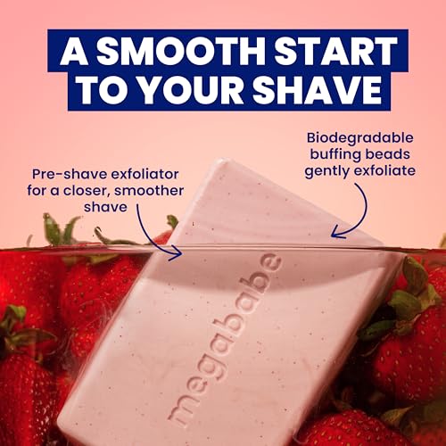 Image of Megababe Bumpy Bar | Pre-Shave Exfoliating Scrub | with Shea Butter, Strawberry Fruit Extract & Ceramides | 4.5 oz