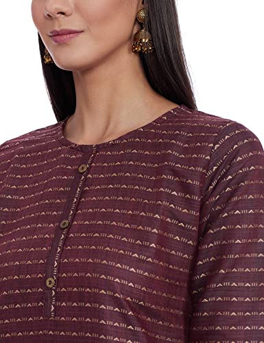Image of Shiv Textiles Women's Cotton Regular Fit Fashion Kurti (Nikall Maroon 4XL)