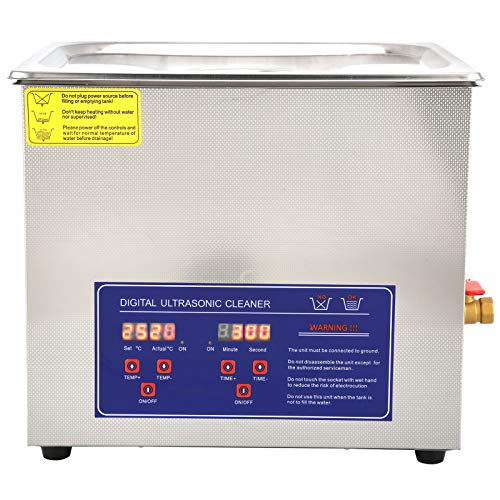 FTVOGUE Nettoyeur à Ultrasons 10 L Machine de Nettoyage à Ultrasons Industrielle Laveuse de Pièces à de 10 Litres avec Minuterie Numérique pour Laboratoire D'outils (Prise UE 220V)