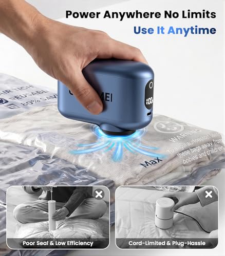 Image of Cordless Electric Vacuum Pump for Vacuum Storage Bags Travel Air Pump, Portable USB Rechargeable Seal & Compression Bag for Clothes, Blankets & Bedding (Storage Bags Not Included)