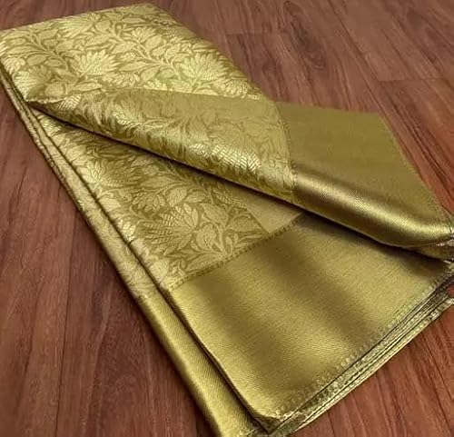Generic gold kanjivaram silk saree in tussar silk – image 4