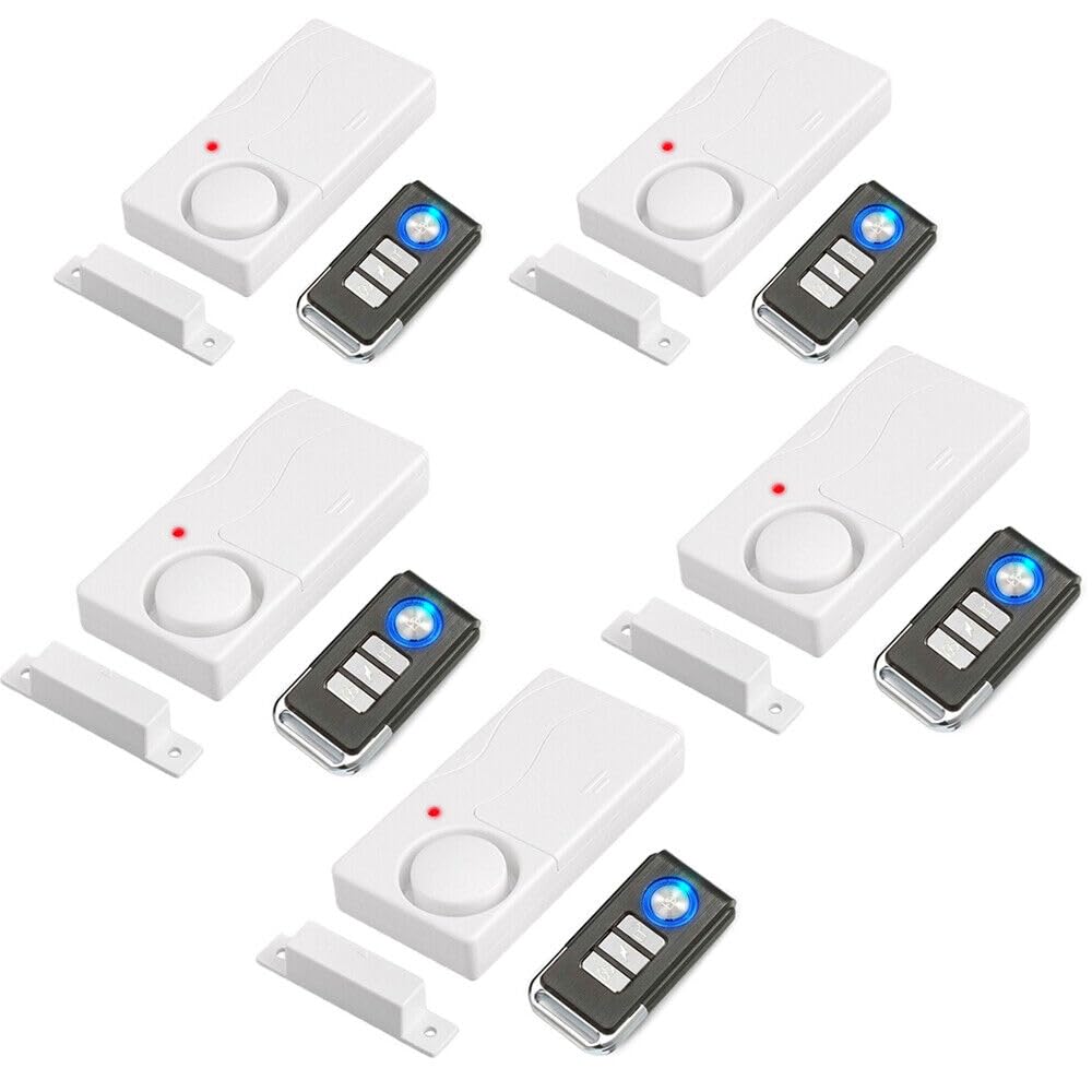 NineLeaf 5Stück Drahtloser Türalarm mit Fernbedienung, Anti-Diebstahl-Fensteralarm, Kontaktsensor-Alarm, Pool-Türalarm,Eingangsgong,Wohnungsalarm,Alarm bei offener Kühlschranktür für Kindersicherheit