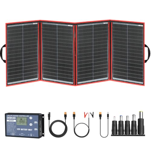 DOKIO 200W Kit Panneau solaire pliable portable monocristallin avec 2 ports USB Pour Plein air