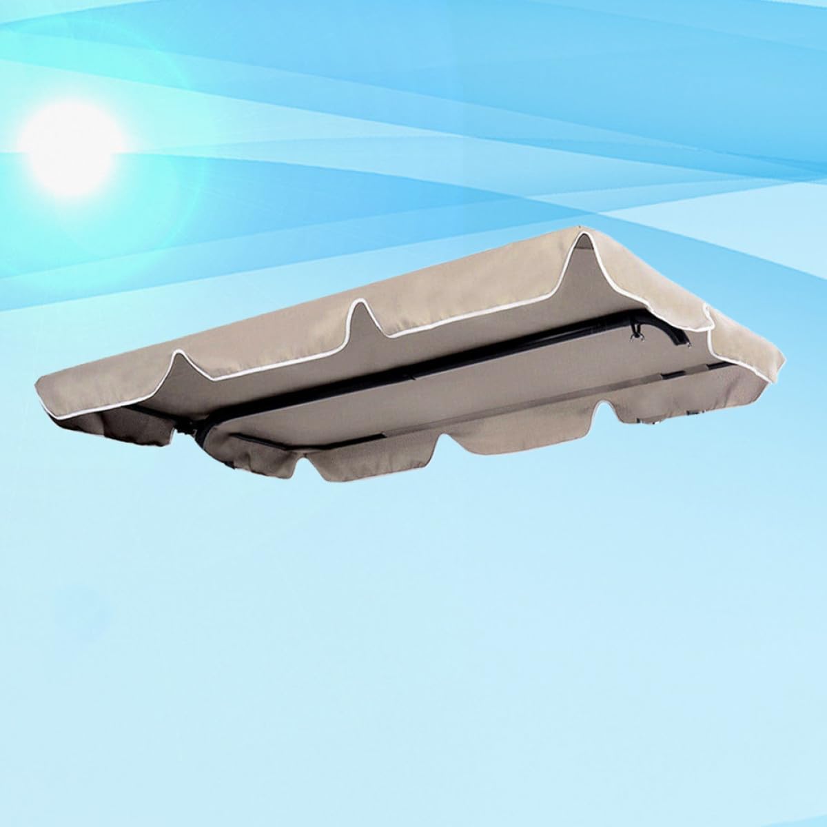 FOMIYES Copertura per Altalena da Veranda 3 Posti Oxford 210d Beige, Telo Parasole Resistente All’acqua ai Raggi Uv, per Patio, Giardino e Spazi Esterni