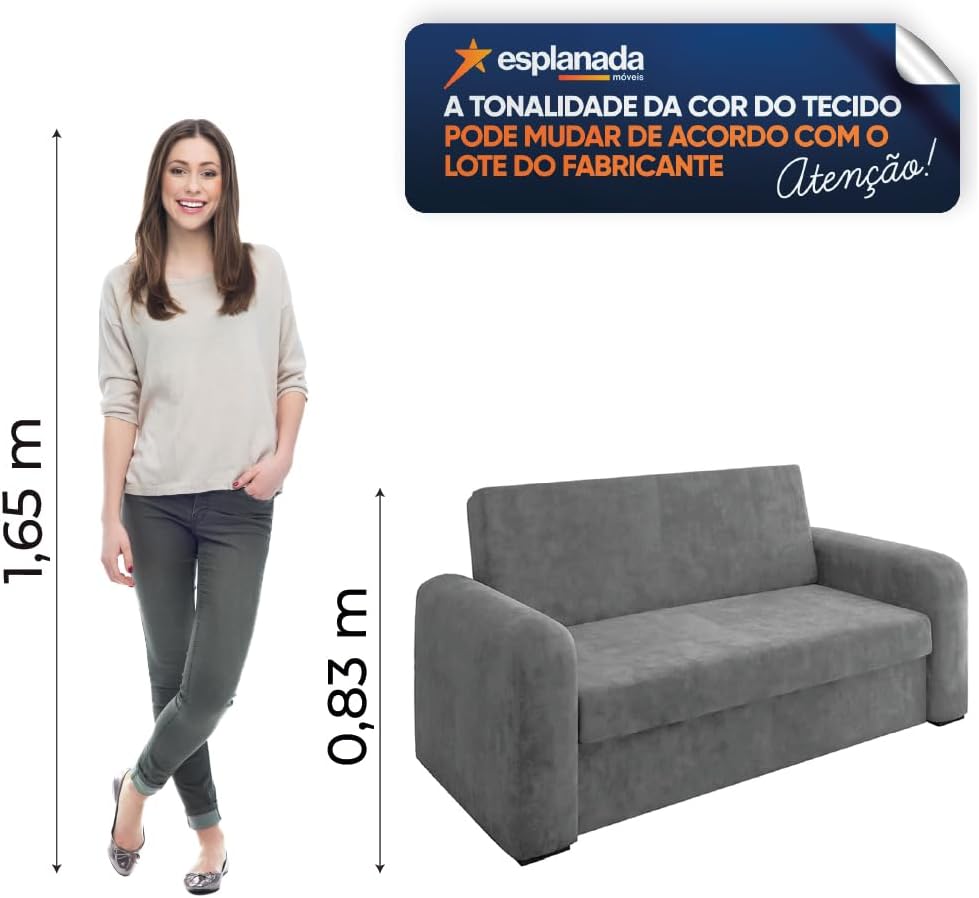 Sofá Cama Versátil 2 Lugares Veludo Selmer (Cinza) 6 518Boq9Hvql. Ac Sl1001