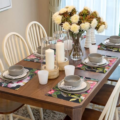 Set de table motif hibiscus pour repas de jardin et dîner d'été - 7
