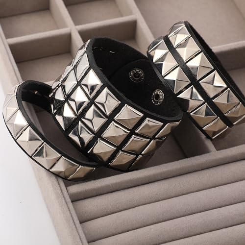 Set de 3 Pulseras Punk de Cuero Estilo 80s miniatura 3