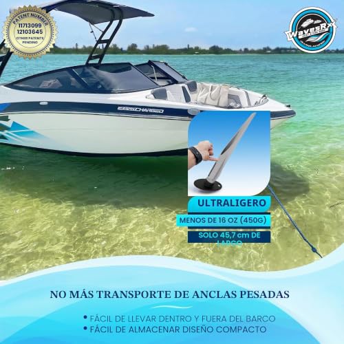 Miniatura 5 de Wavesrx Anclaje De Playa De Aluminio Patentado Anclaje De Arena Ultraligero Para Barco, Pontón, Pwc, Moto Acuática O Kayak Anclaje Seguro Y Eficaz Para Embarcaciones Cerca De La Orilla Anclaje