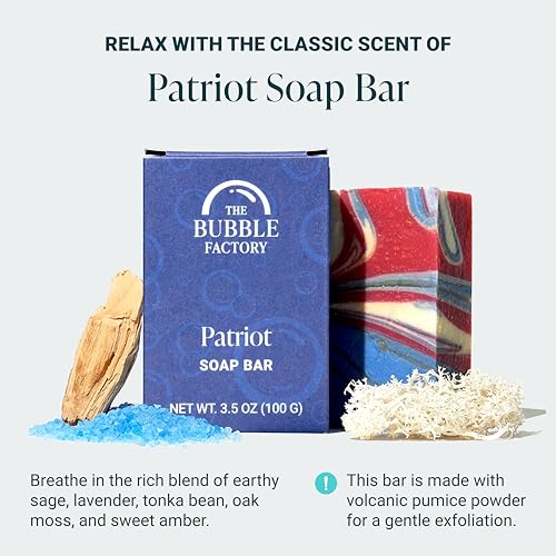 Image of Handmade Natural Bath & Body Soap Bar, Vegan, All-Natural, Palm Oil Free, Made in USA with Shea Butter + Essential Oils, Patriot, 3 Bars