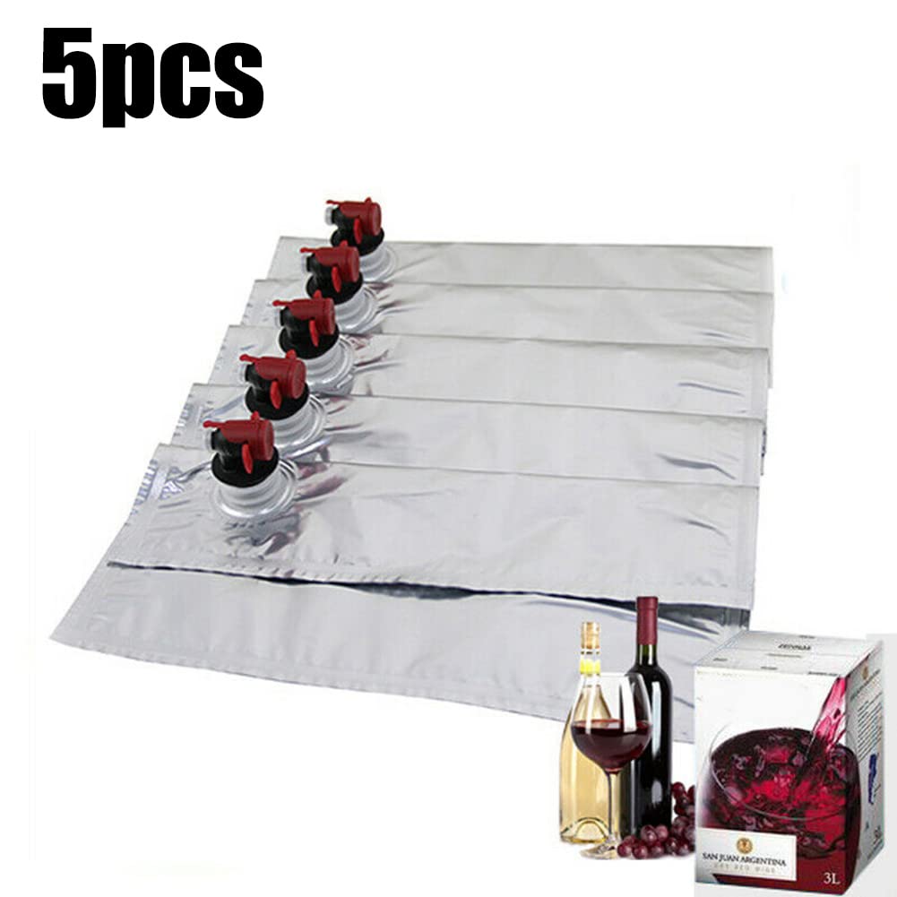 Lot De 5 Sacs De Rechange 5L Pour Bag-in-Box | Distributeur Vin Jus Avec Robinet Papillon