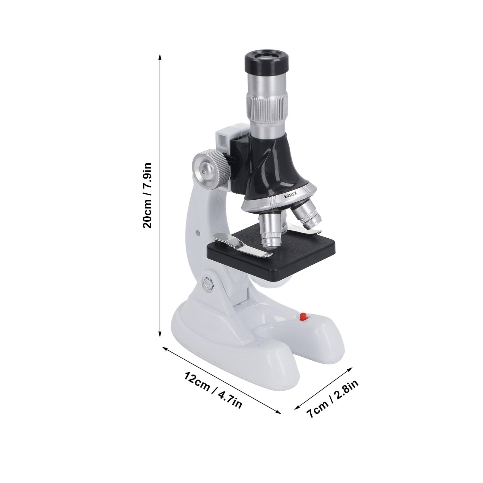Microscopio per Bambini, Ingrandimento 100X 600X 1200X con 3 Lenti Obiettivo Microscopio Scientifico Giocattolo Educativo for Bambini Adulti Scuola Casa Laboratorio
