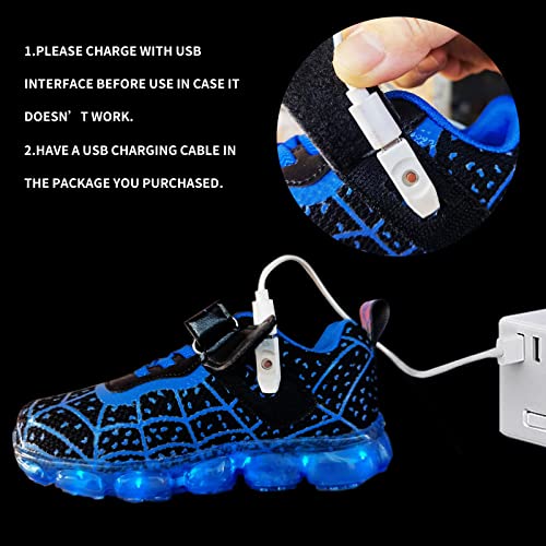 YUNICUS Kids Light Up Shoes Led Flash Sneakers with Spider Upper USB Charge for Boys Girls Toddles Best Gift for Birthday Thanksgiving Christmas Day3