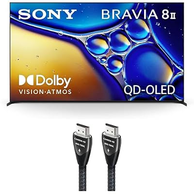 SONY K65XR80M2 65 Inch Bravia 8 QD-OLED 4K HDR Google TV with an AudioQuest Carbon 48 2.25M 48 Gbps 8K-10K HDMI Digital Cable (2025)