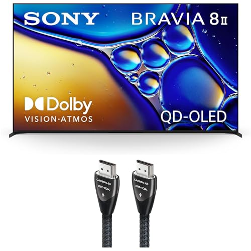 SONY K65XR80M2 65 Inch Bravia 8 QD-OLED 4K HDR Google TV with an AudioQuest Carbon 48 2.25M 48 Gbps 8K-10K HDMI Digital Cable (2025)