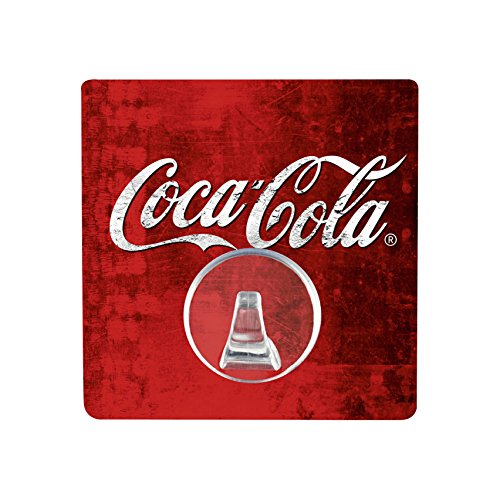 WENKO Static-Loc® gancio UNO Coca-Cola Classic - Gancio per salviette, fissaggio senza trapano, PET, 8 x 8 cm, Multicolore