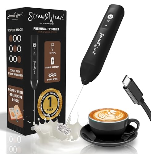 Coffee Frother Electric with Double Whisk | C Type Rechargea...