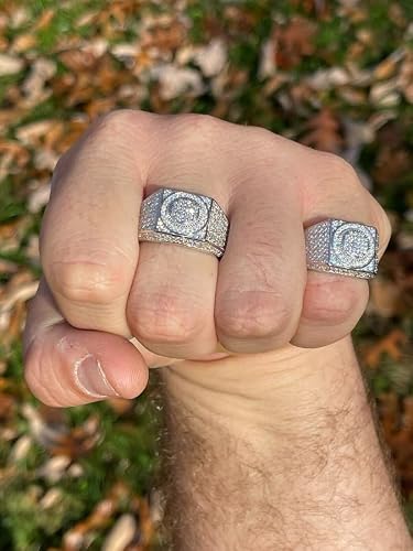Real 1.6Ct Moissanite Ring - Solid 925 Sterling Silver Moissanite Men's Ring - Heavy Hip Hop Iced Ring - Pinky Or Any Finger Ring (10) #TOP4