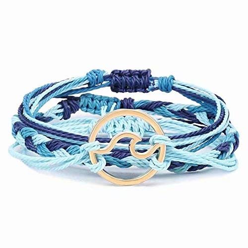 Handmade Braided Wax Rope Adjustable Strand Wrap Bracelet Set Waterproof Wave Shell Charm Stretch Knot String Thread Bracelets Pure Life Friendship Jewelry