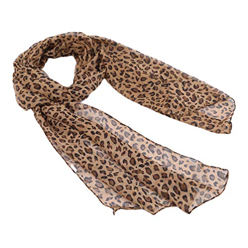 MINGCHENCN Écharpe léopard - Design élégant - Mousseline de soie marron - Imprimé animal - 160 cm x 45 cm – vue 3