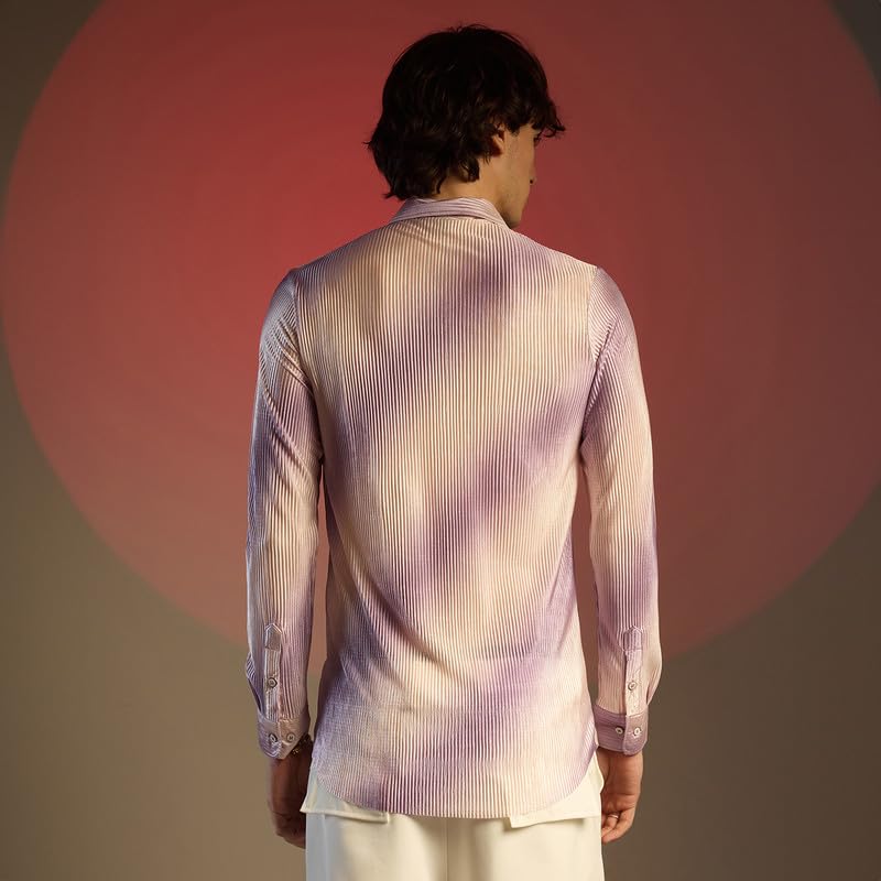 Image of CAHOOT Men's Foliage Strokes Shirt for Casual Wear | Spread Collar | Long Sleeve | Button Closure | Shirt Crafted with Comfort Fit for Everyday Wear