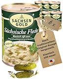 6x Sachsen Gold Sächsische Flecke 400g – Rind süß-sauer mit Gewürzgurke – Hausmannskost im Glas – Fertiggericht nach Original-Rezept – Schnell zubereitet