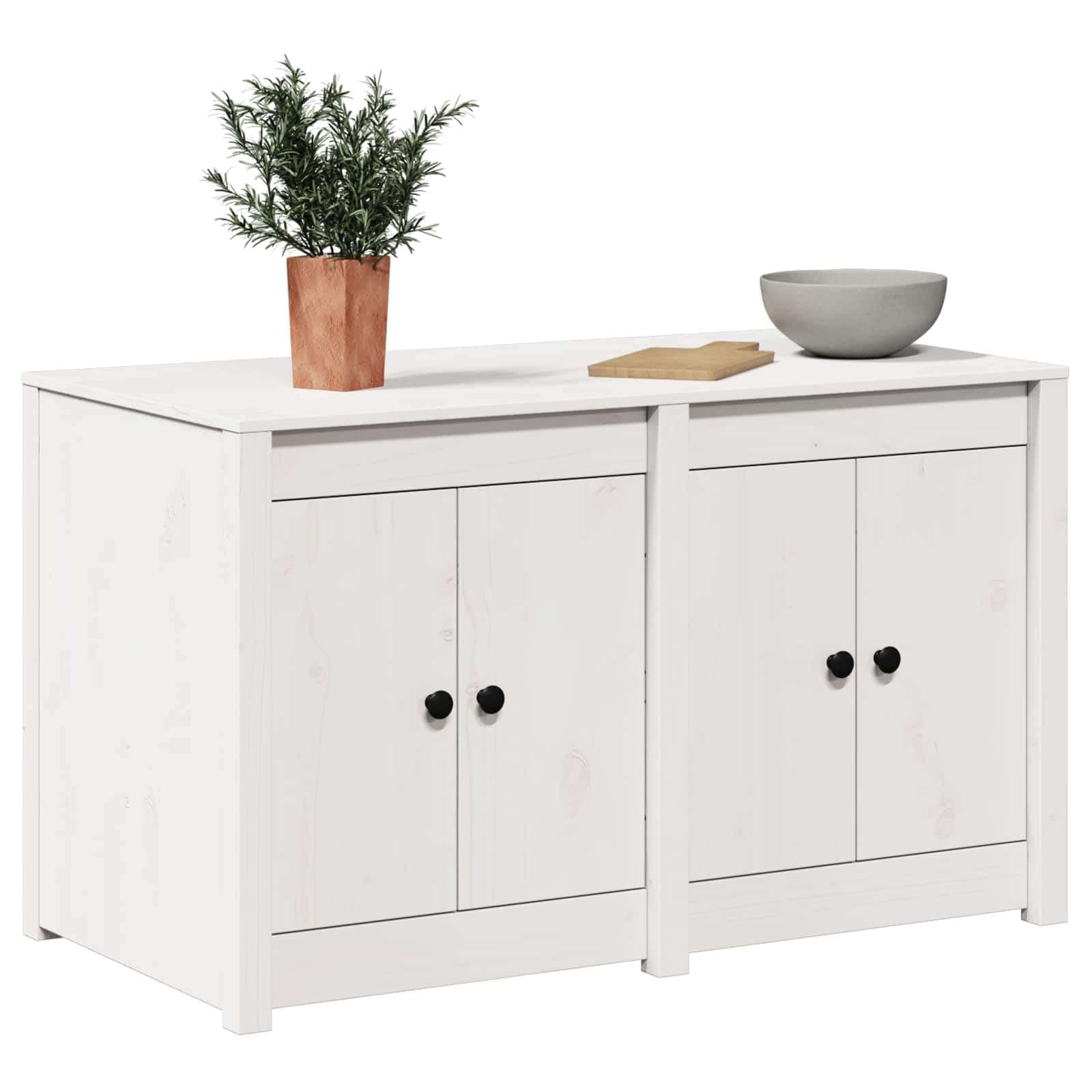 vidaXL Kitchen Cabinet MEPPEL White 106 x 55 x 64 cm Solid Pine wood