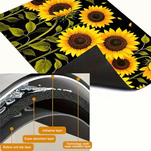 Image of HOMETITUTE Sunflower Stove Top Cover 28x20 Diatomite Farmhouse Mat | Electric stove decoration