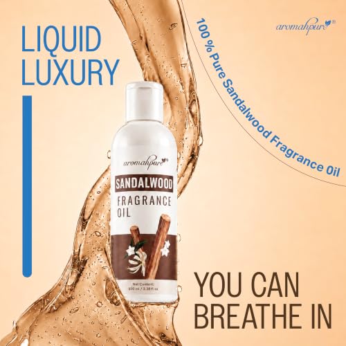 Image of Aromahpure Sandalwood Aroma Oil | 100ml Undiluted & Natural | Long-Lasting Scent for Aromatherapy, Candle & Soap Making, Diffusers, Room Freshener, Humidifier, Bathroom Revitalizer & Home Essentials