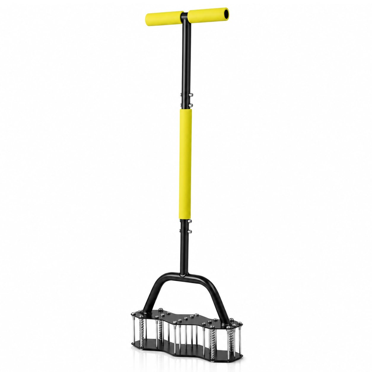 QWORK® Rullo per Prato Manuale da 100 cm - Aeratore Manuale con Design a Molla per la Ventilazione del Terreno - Attrezzo da Giardino per Terreni compatti, Terreni argillosi e Cura del Prato - Nero