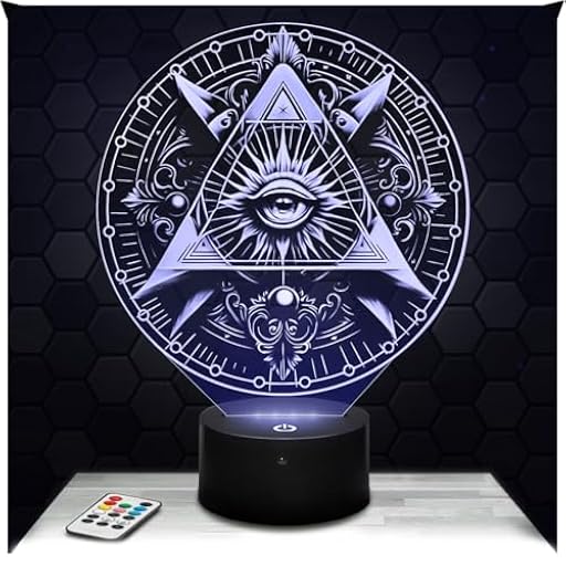 Lampephoto.fr - Lámpara 3D Francmasonería Decoración ojo Templario Caballero, Idea Regalo Hombre Mujer Objeto Francmasonería Luz Nocturna para Adultos Decoración de Cuarto, Regalo Navidad | Ya disponible en tu tienda friki favorita! En mundofriki.es!
