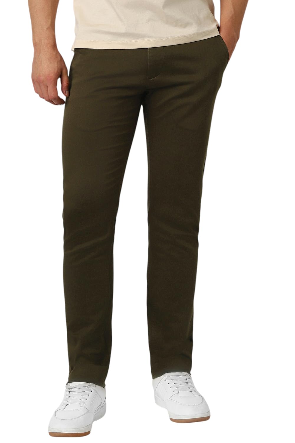 peter england Men's Slim Fit Stretchable Cotton Satin Casual Trousers | Office & Everyday Wear | Comfortable & Smart Look-picture-37